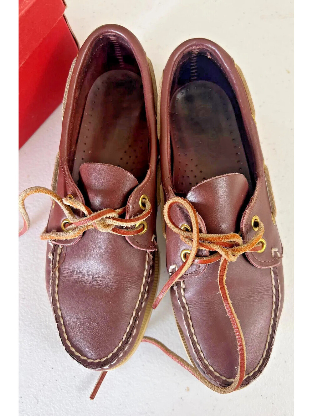 Quoddy Brown Leather Boat Shoes Size6